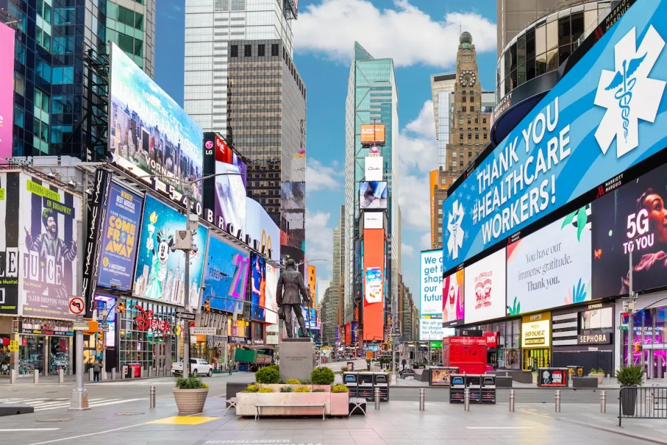 Times Square in New York City empty during the Covid-19 pandemic.